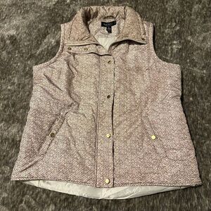 Style & Co. White Truffle Beige Puffer Vest | Women Size Large